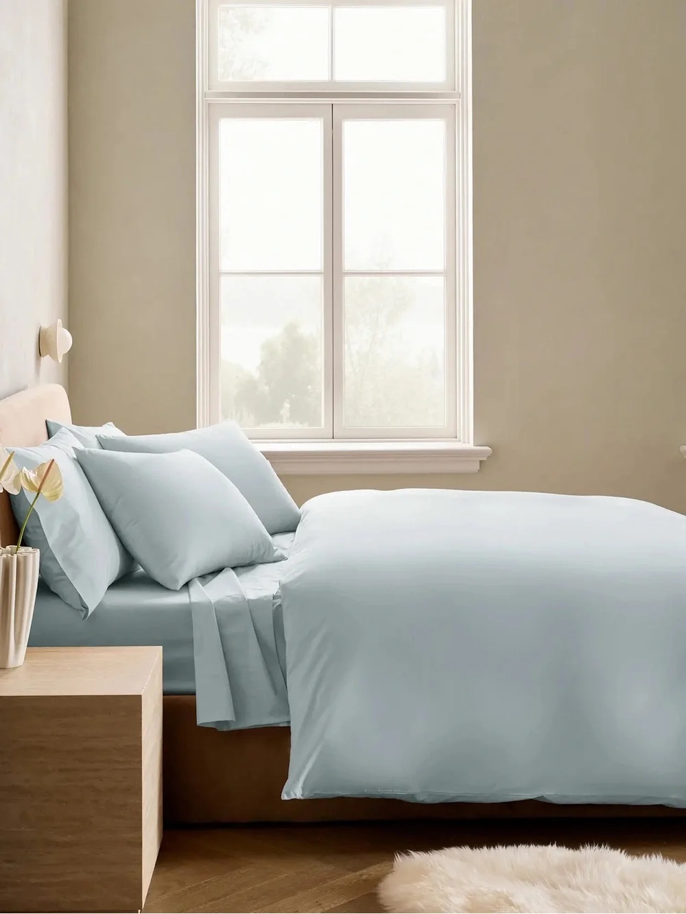 Quince Duvet Cover Set King / Cal King Organic Cotton Percale Light Blue